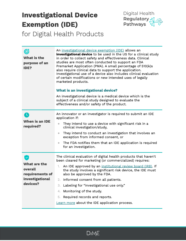 Investigational Device Exemption (IDE) for Digital Health Products 
